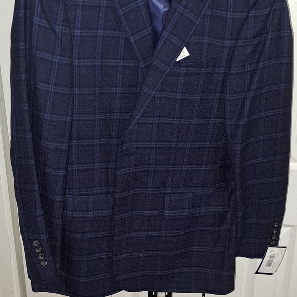 Pronto Uomo Men Suit Jacket 40R navy plaid